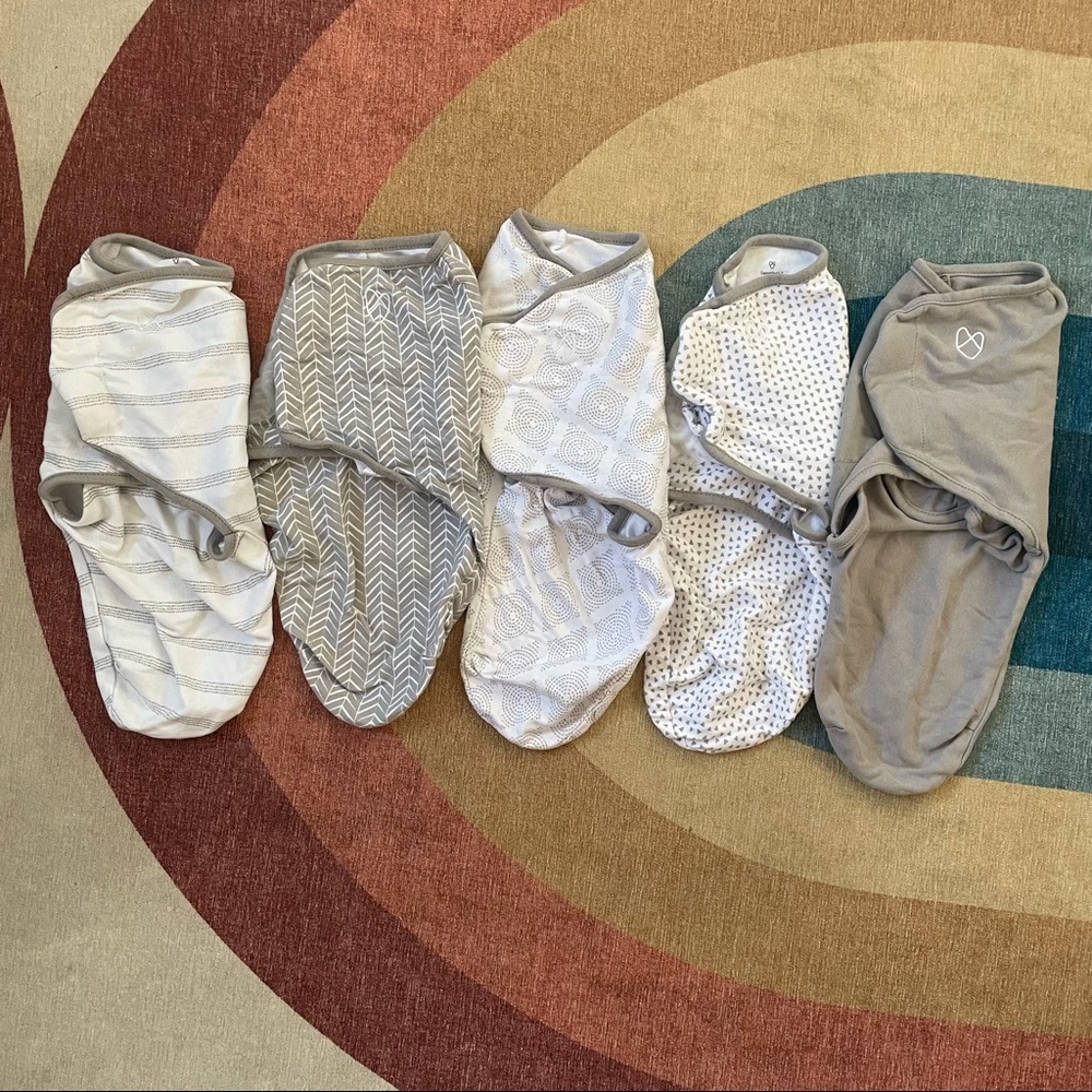 Set of 5 SwaddleMe Small Medium Velcro Swaddles Gently Used Gender Neutral